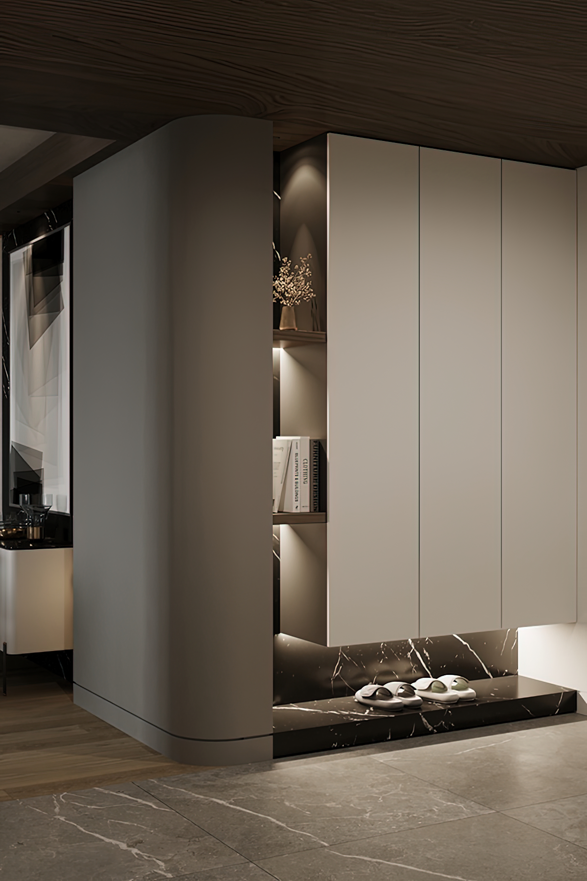 弧形柜設計，顏值實用雙在線